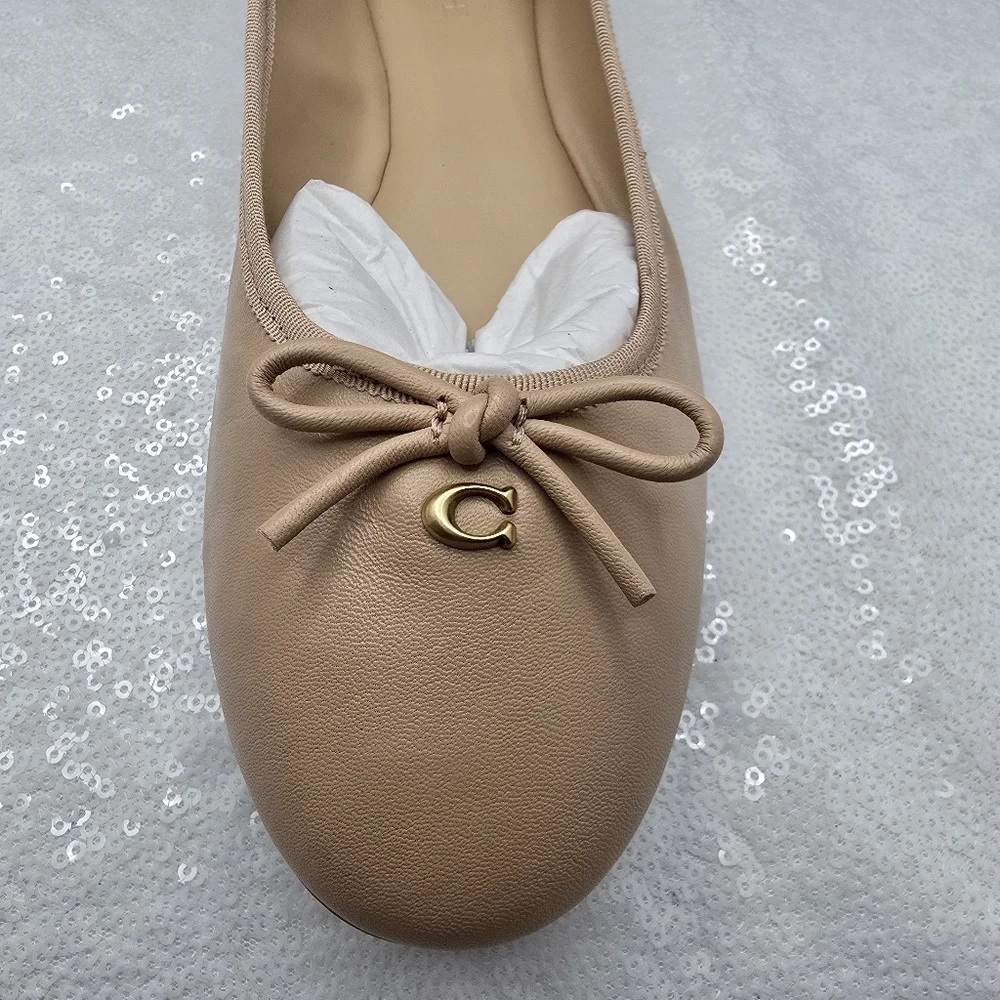 Coach Abigail Smooth Leather Ballet Flats Classic Casual Neutral Beechwood 9.5